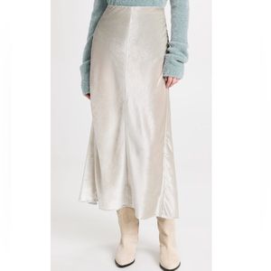 NWT - Vince - Purl Edge Panelled Slip Skirt - Silver - 4